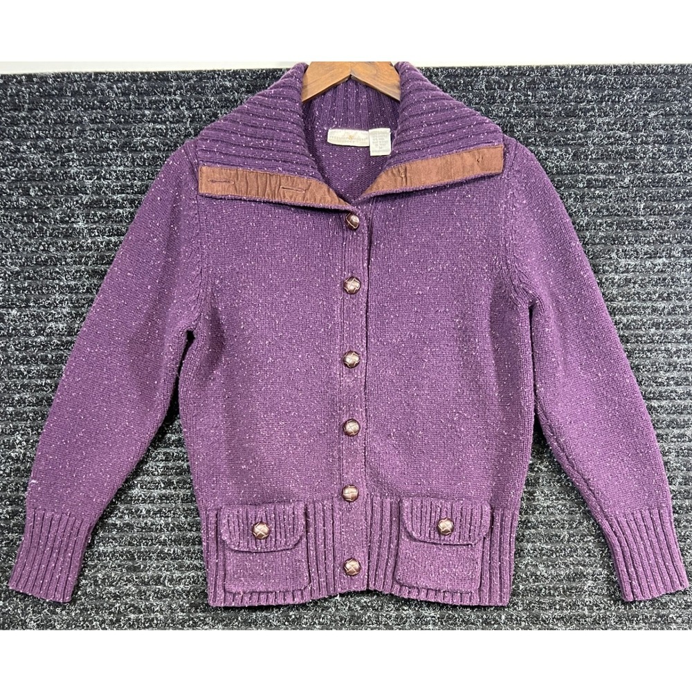 Vintage Wool Blend Women's Preswick & Moore Sport Knit Cardigan Sweater Purple M